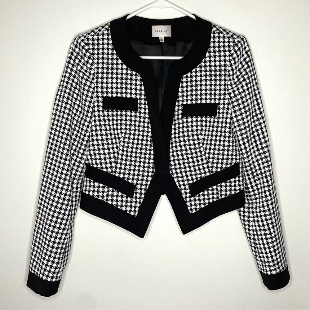 Milly Cropped Houndstooth Jacket Size 4